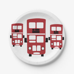 Assiettes En Carton Plaques à papier d'autobus à  impériale rouge