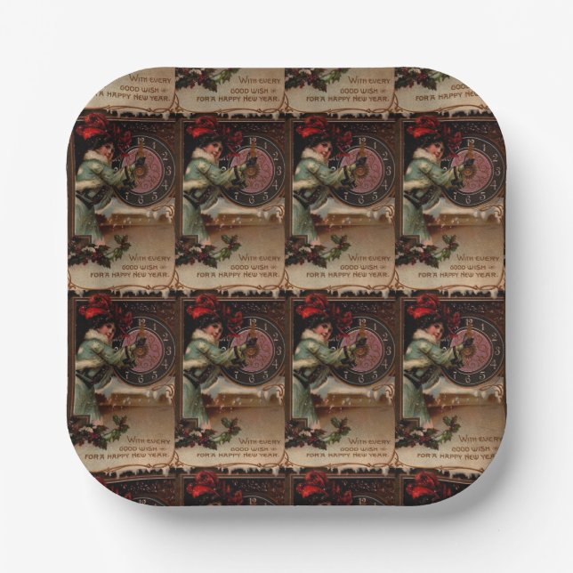 Assiettes En Carton Plaques à papier de bonne année victorienne de (Recto)
