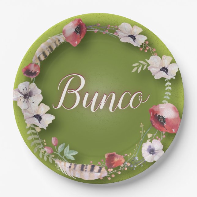 Assiettes En Carton Plaques à papier de Bunco Boho (Devant)