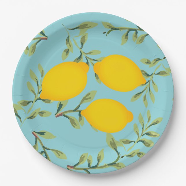 Assiettes En Carton Plaques à papier de citron de réception en plein (Devant)