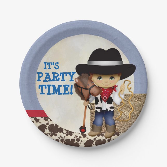 Assiettes En Carton Plaques à papier de cowboy (Devant)