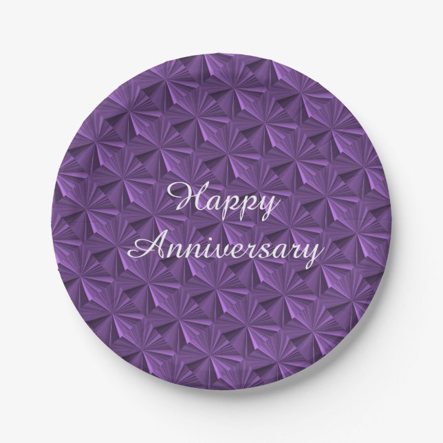 Assiettes En Carton Plaques à papier de diamant pourpre d'anniversaire (Devant)