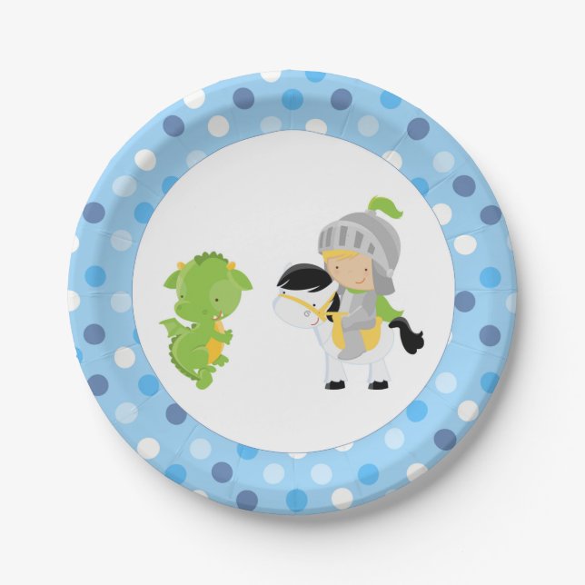 Assiettes En Carton Plaques à papier de dragon de chevalier (Devant)