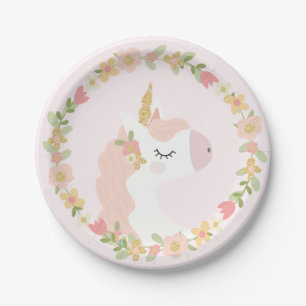 Assiettes En Carton Plaques à papier de fête d'anniversaire de licorne
