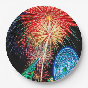 Assiettes En Carton Plaques à papier de feux d'artifice fantastiques