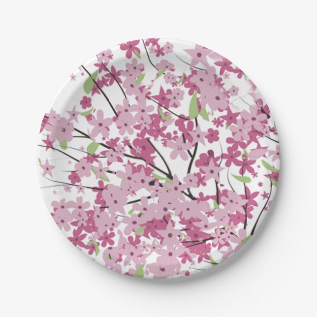 Assiettes En Carton Plaques à papier de fleurs de cerisier (Devant)