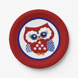 Assiettes En Carton Plaques à papier de hibou patriotique