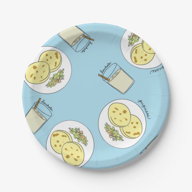 Assiettes En Carton Plaques à papier de Horchata y Pupusas (Devant)