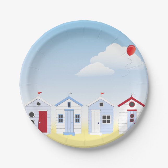 Assiettes En Carton Plaques à papier de huttes de plage (Devant)