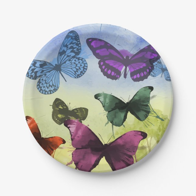 Assiettes En Carton Plaques à papier de jardin de papillon (Devant)
