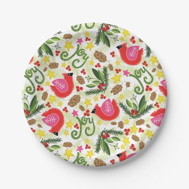 Assiettes En Carton Plaques à papier de joie de Noël (Devant)