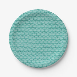 Assiettes En Carton Plaques à papier de Knit de turquoise