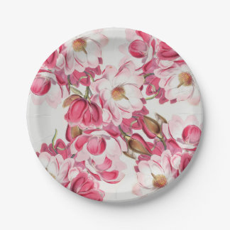 Assiettes En Carton Plaques à papier de magnolia rose