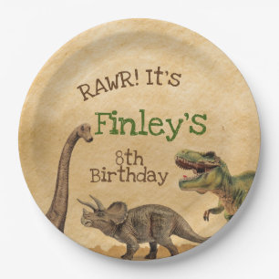 Assiettes En Carton Plaques à papier de partie de dinosaure