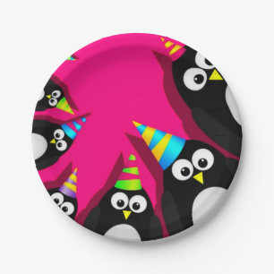 Assiettes En Carton Plaques à papier de pingouins de joyeux