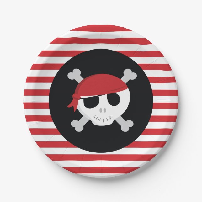 Assiettes En Carton Plaques à papier de pirate (Devant)