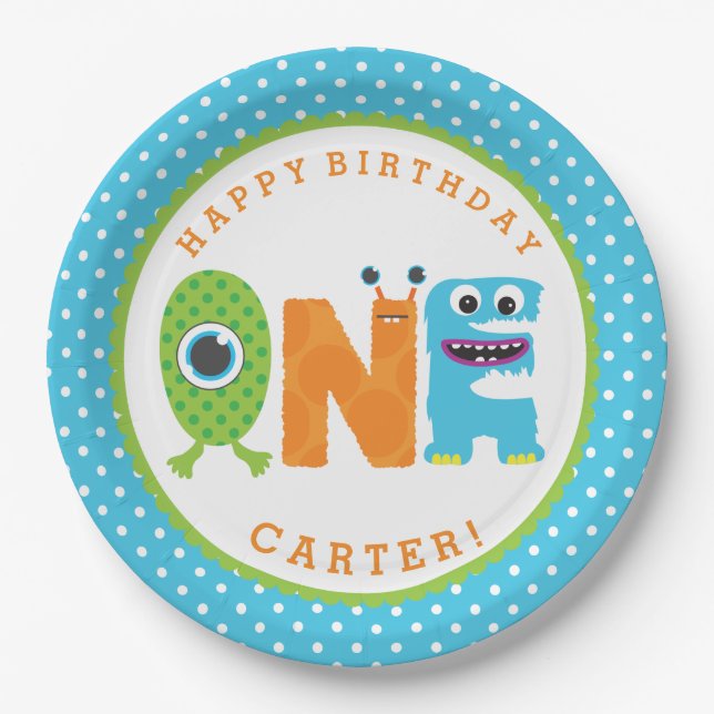Assiettes En Carton Plaques à papier de premier anniversaire de (Devant)