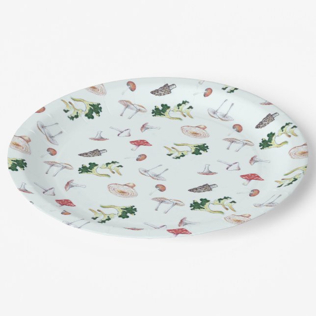 Assiettes En Carton Plaques à papier de préparation de champignon (Angle)