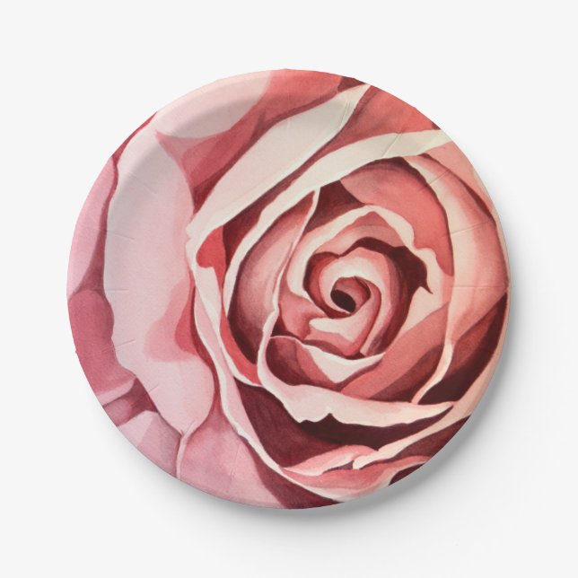 Assiettes En Carton Plaques à papier de rose de rose (Devant)
