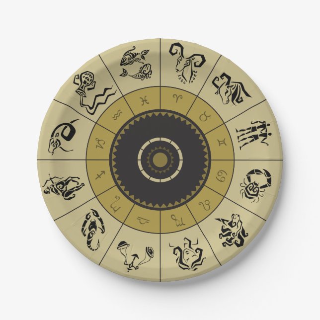 Assiettes En Carton Plaques à papier de roue d'horoscope (Devant)
