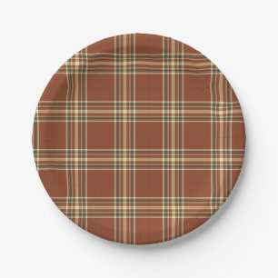 Assiettes En Carton Plaques à papier de tartan Brown