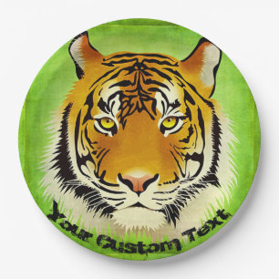 Assiettes En Carton Plaques à papier de tigre vert