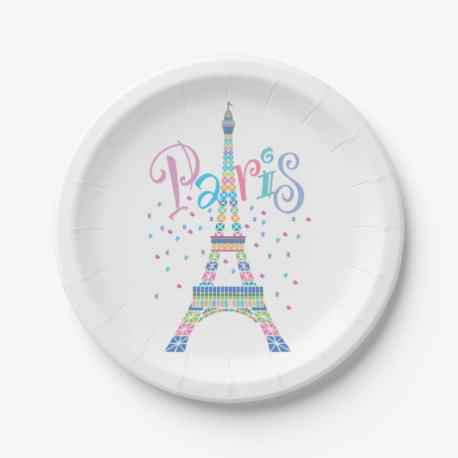 Assiettes En Carton Plaques à papier de Tour Eiffel (Devant)