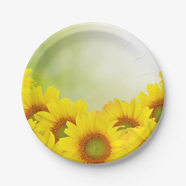 Assiettes En Carton Plaques à papier de tournesols (Devant)