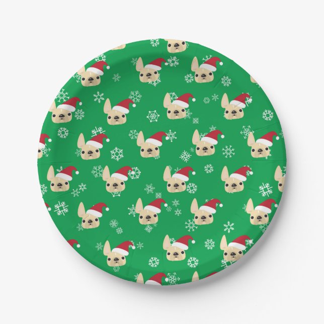 Assiettes En Carton Plaques à papier de vacances de bouledogue (Devant)