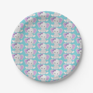 Assiettes En Carton Plaques à papier d'éléphant pourpre de turquois