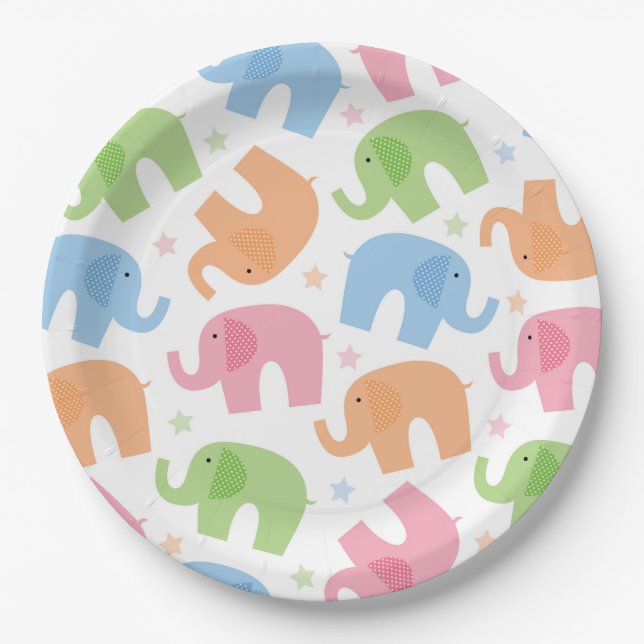 Assiettes En Carton Plaques à papier d'éléphants (Devant)