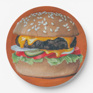 Assiettes En Carton Plaques à papier d'illustration d'hamburger