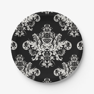Assiettes En Carton Plaques à papier élégantes noires et blanches -