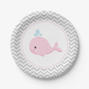 Assiettes En Carton Plaques à papier grises roses de baleine