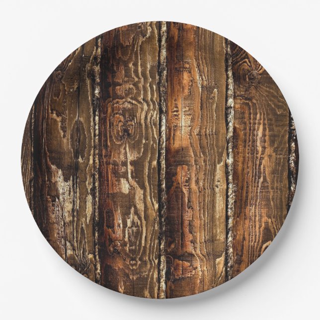 Assiettes En Carton Plaques à papier jetables en bois foncées (Devant)