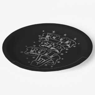 Assiettes En Carton Plaques à papier noires et argentées de logo de