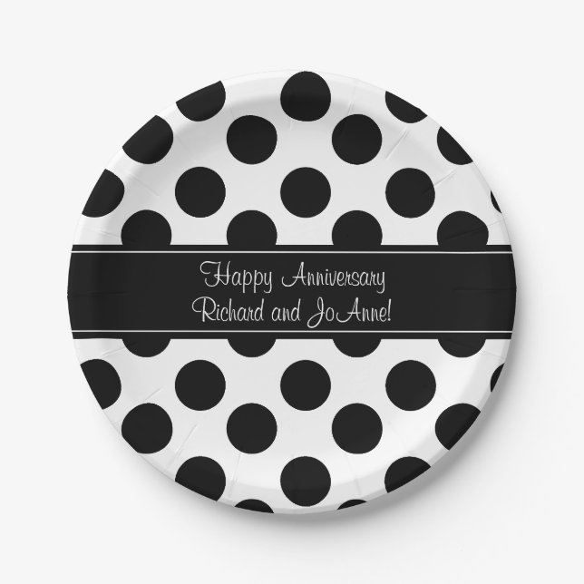 Assiettes En Carton Plaques à papier noires et blanches personnalisées (Devant)