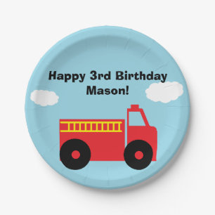 Assiettes En Carton Plaques à papier personnalisées de "Firetruck"