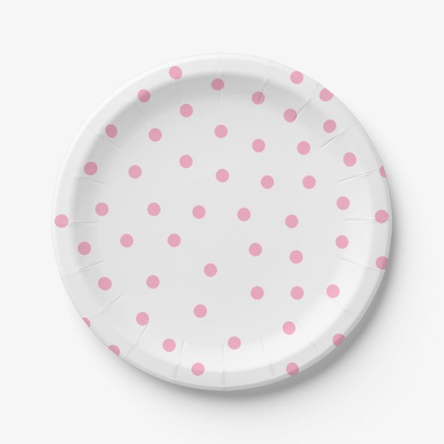 Assiettes En Carton Plaques à papier Polka-Pointillées par rose (Devant)