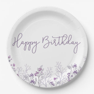 Assiettes En Carton Plaques à papier pourpres de joyeux anniversaire