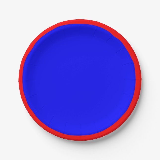 Assiettes En Carton Plaques à papier rouges et bleues (Devant)