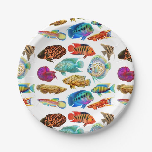 Assiettes En Carton Plaques à papier tropicales d'eau douce de (Devant)