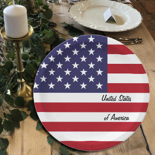 Assiettes En Carton Plaques American Flag, patriotes américains / part