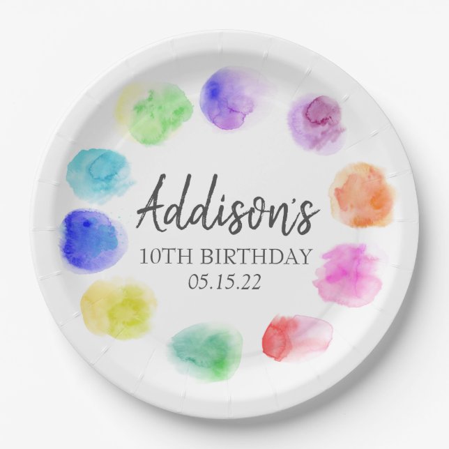 Assiettes En Carton Plaques Art Anniversaire, Peinture Plaques Papier  (Devant)