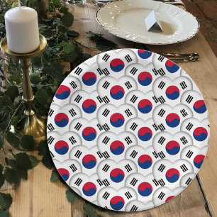 Assiettes En Carton Plaques coréennes, coeur, Drapeau coréen / Corée d