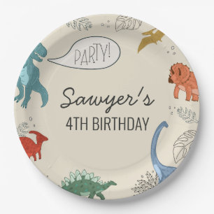 Assiettes En Carton Plaques d'anniversaire de Dinosaur