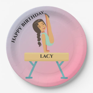 Assiettes En Carton Plaques d'anniversaire de gymnastique pour la fill