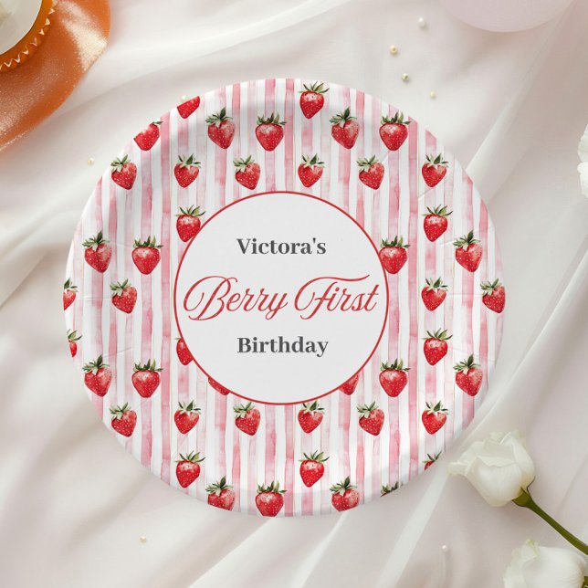 Assiettes En Carton Plaques d'anniversaire personnalisées "Berry First (Créateur téléchargé)