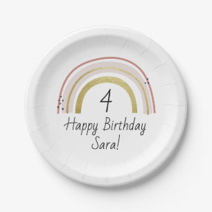 Assiettes En Carton Plaques d'anniversaire Rainbow personnalisées