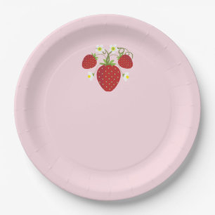 Assiettes En Carton Plaques de Baby shower aux fraises Rose